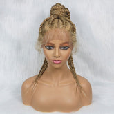 Blonde Front Lace Cornrow Braided Ponytail Wig with Baby Hair